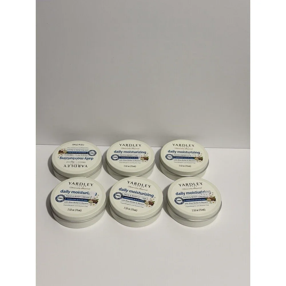 Yardley Daily Moisturizing Face & Body Cream 2.53oz Shea Butter Glycerin 6 Pk